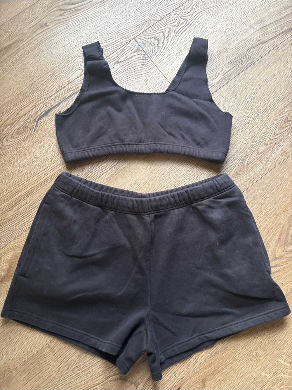 SKIMS Black Crop Bralette & Lounge Shorts Set